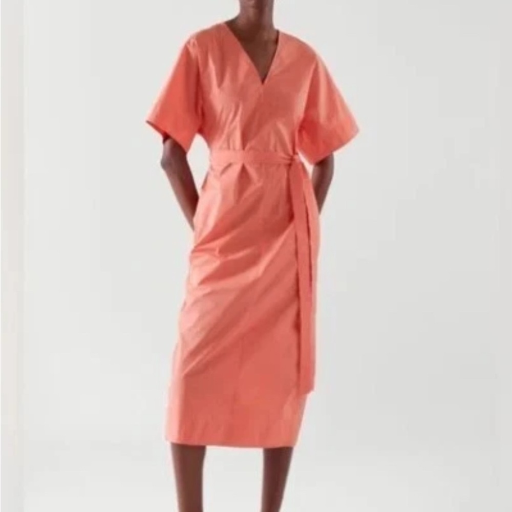 COS Coral Midi Wrap Dress Size 38
